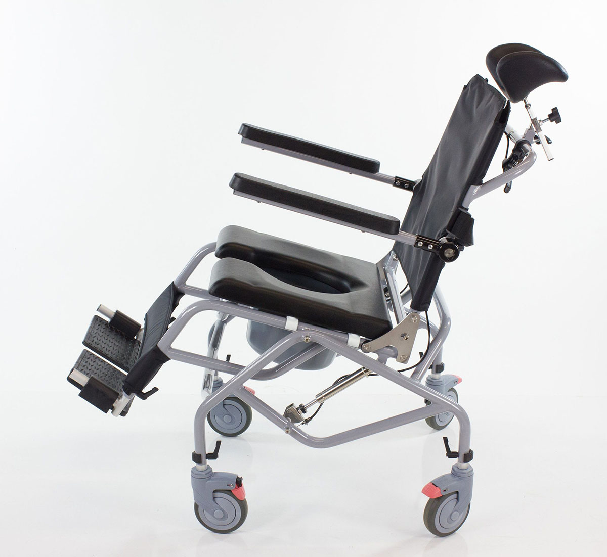 Tilt-In-Space Reclinning Shower/Commode Chair Padded