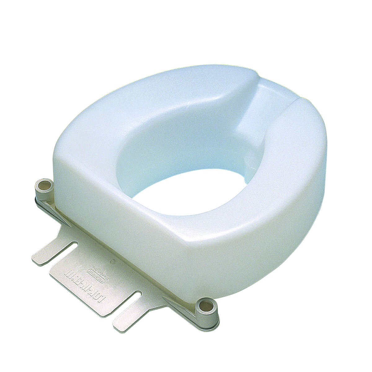 Contoured elevated toilet seat elongated with bolt-down bracket 4 inch