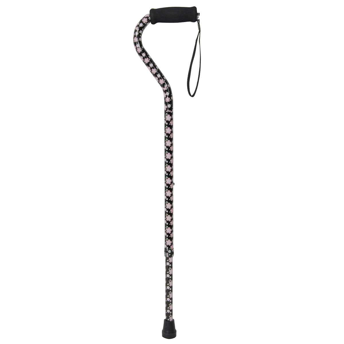Drive Foam Grip Offset Handle Walking Cane Pink Floral