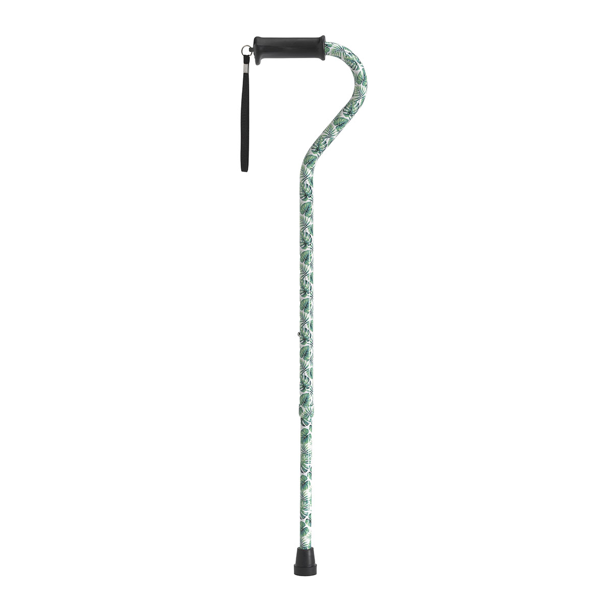 Drive Adjustable Height Offset Handle Cane with Gel Hand Grip Green Leaves