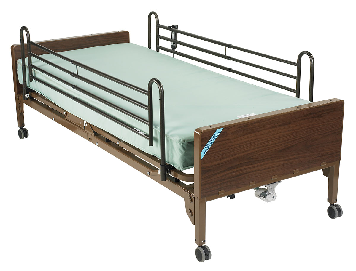 Drive Delta Ultra Light Semi Electric Hospital Bed with Full Rails and Therapeutic Support Mattress