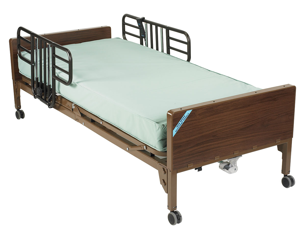 Drive Delta Ultra Light Full Electric Hospital Bed with Half Rails and Innerspring Mattress