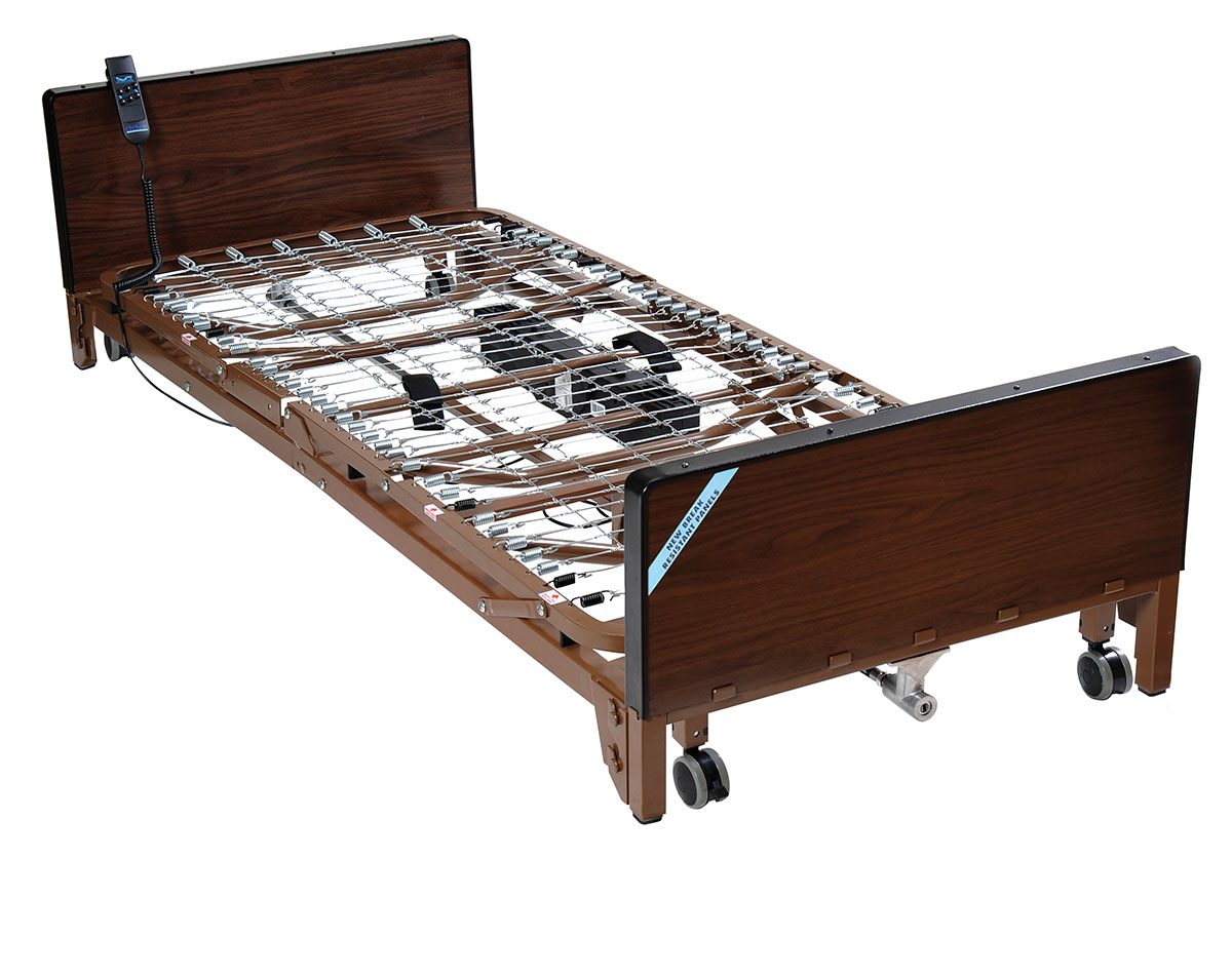 Drive Delta Ultra Light Full Electric Low Hospital Bed with Half Rails and Therapeutic Support Mattress