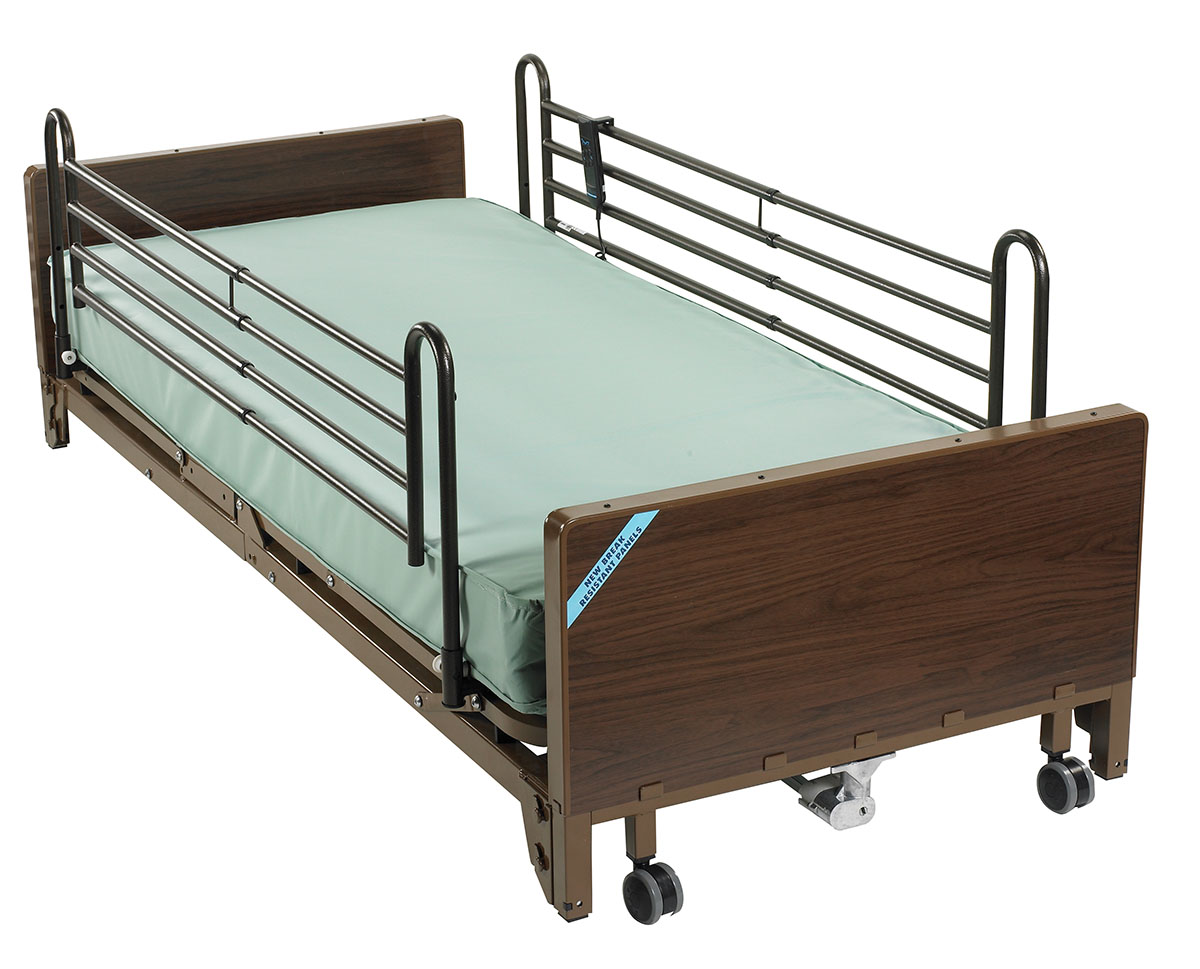Drive Delta Ultra Light Full Electric Low Hospital Bed with Full Rails and Innerspring Mattress