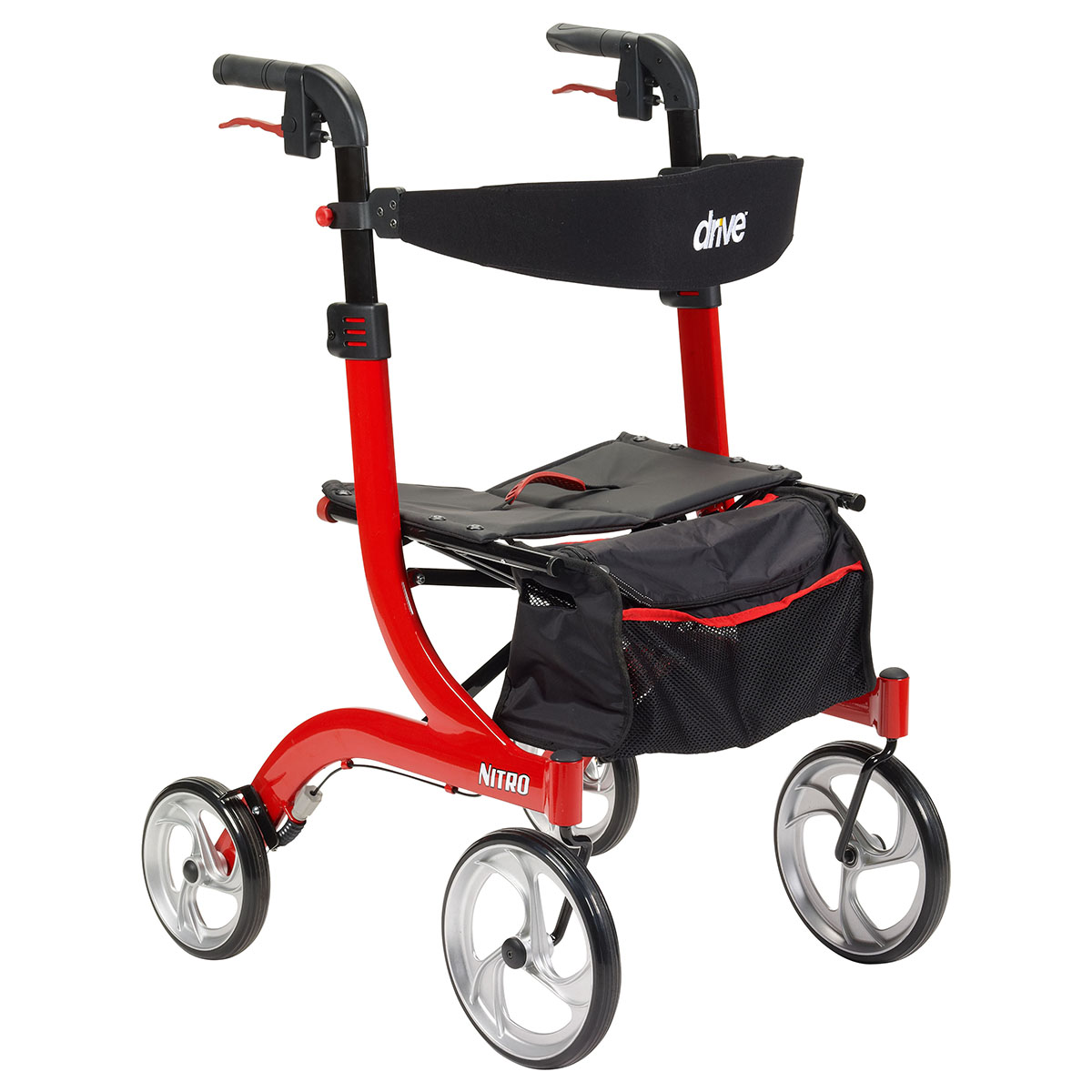 Drive Nitro Euro Style Rollator Rolling Walker Red