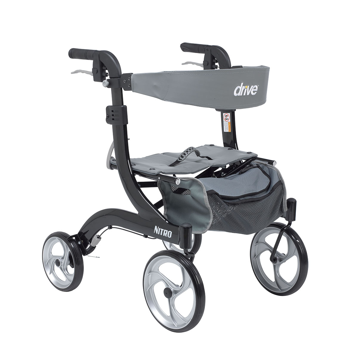 Drive Nitro Euro Style Rollator Rolling Walker Hemi Height Black