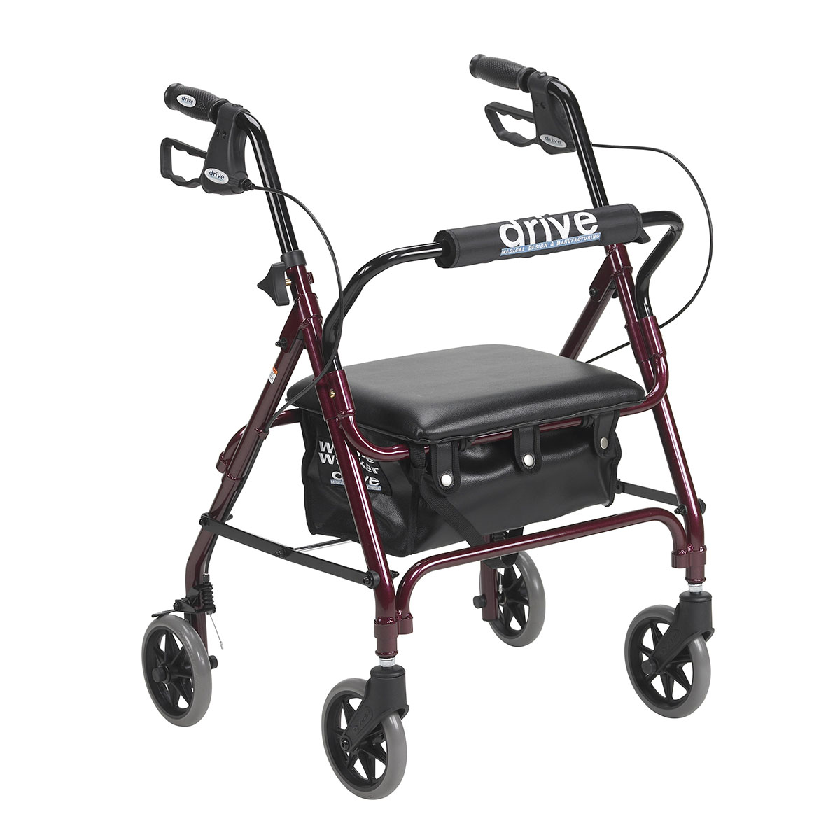 Drive Junior Rollator Rolling Walker with Padded Seat Red