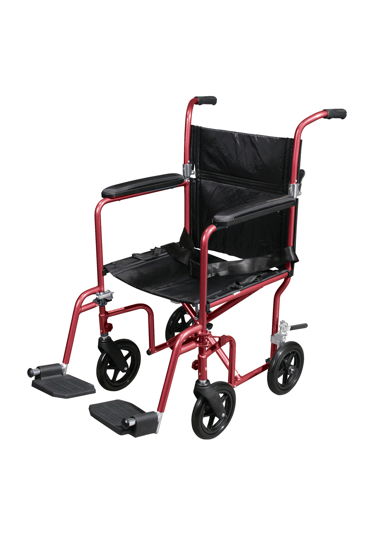 Drive Flyweight Lightweight Transport Wheelchair with Removable Wheels Red
