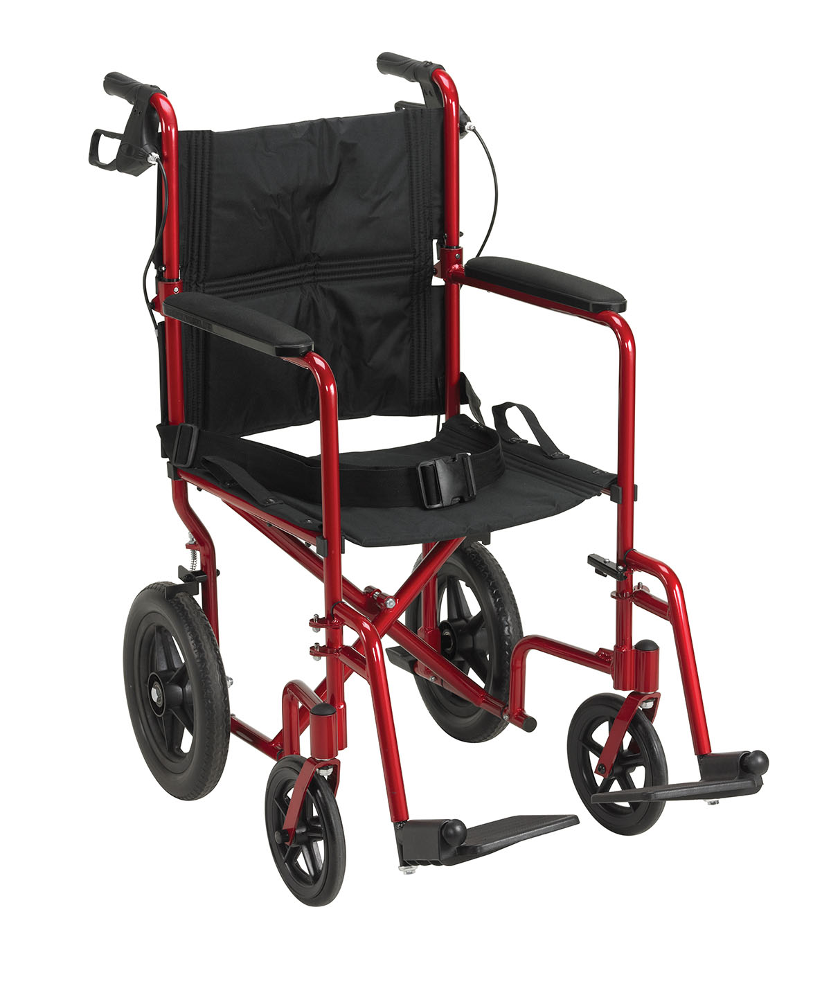 Drive Lightweight Expedition Transport Wheelchair with Hand Brakes Red