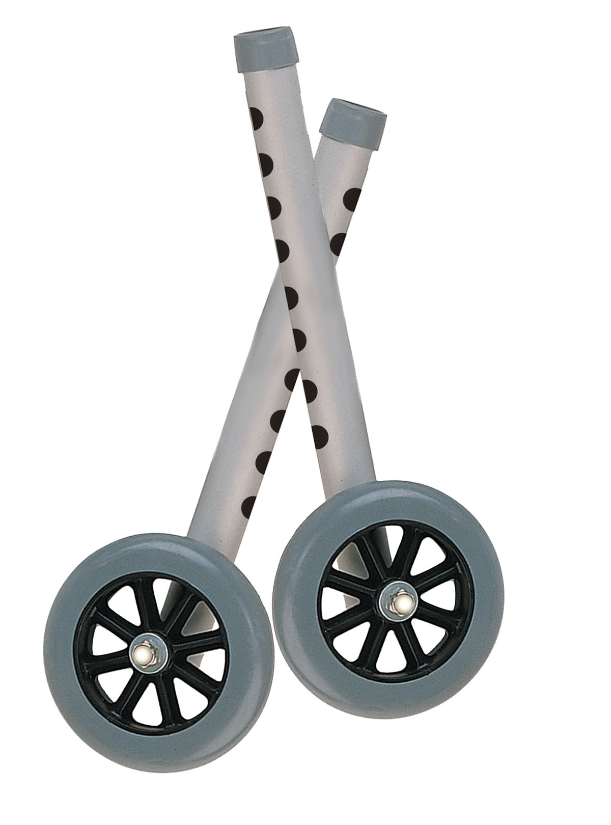 Drive Walker Wheels with Two Sets of Rear Glides for Use with Universal Walker 5 Gray 1 Pair