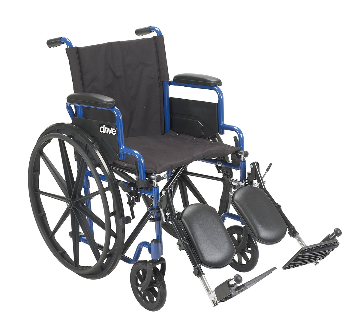 Drive Blue Streak Wheelchair with Flip Back Desk Arms Elevating Leg Rests 16 Seat