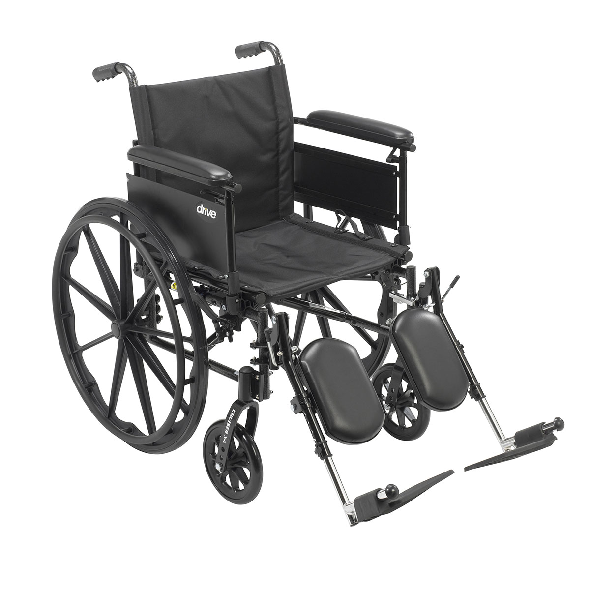 Drive Cruiser X4 Lightweight Dual Axle Wheelchair with Adjustable Detachable Arms Full Arms Elevating Leg Rests 18 Seat