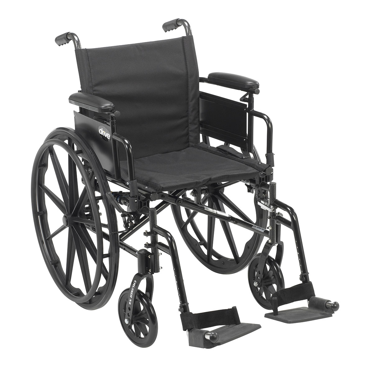 Drive Cruiser X4 Lightweight Dual Axle Wheelchair with Adjustable Detachable Arms Desk Arms Swing Away Footrests 16 Seat