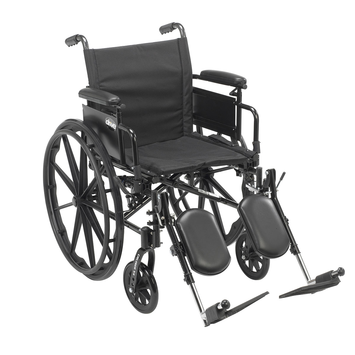 Drive Cruiser X4 Lightweight Dual Axle Wheelchair with Adjustable Detachable Arms Desk Arms Elevating Leg Rests 16 Seat
