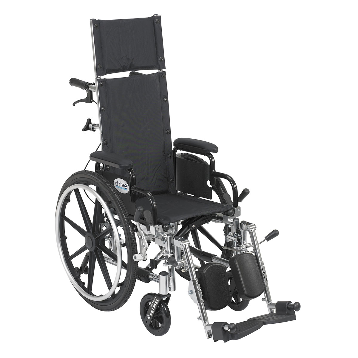 Drive Viper Plus Light Weight Reclining Wheelchair with Elevating Leg Rests and Flip Back Detachable Arms 12 Seat