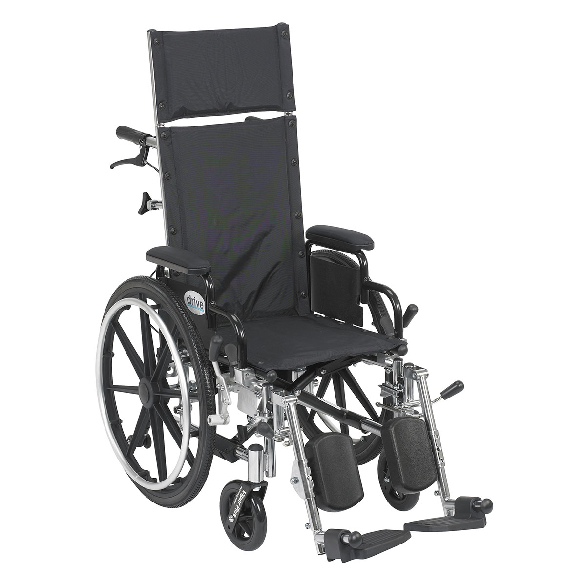 Drive Viper Plus Light Weight Reclining Wheelchair with Elevating Leg Rests and Flip Back Detachable Arms 14 Seat