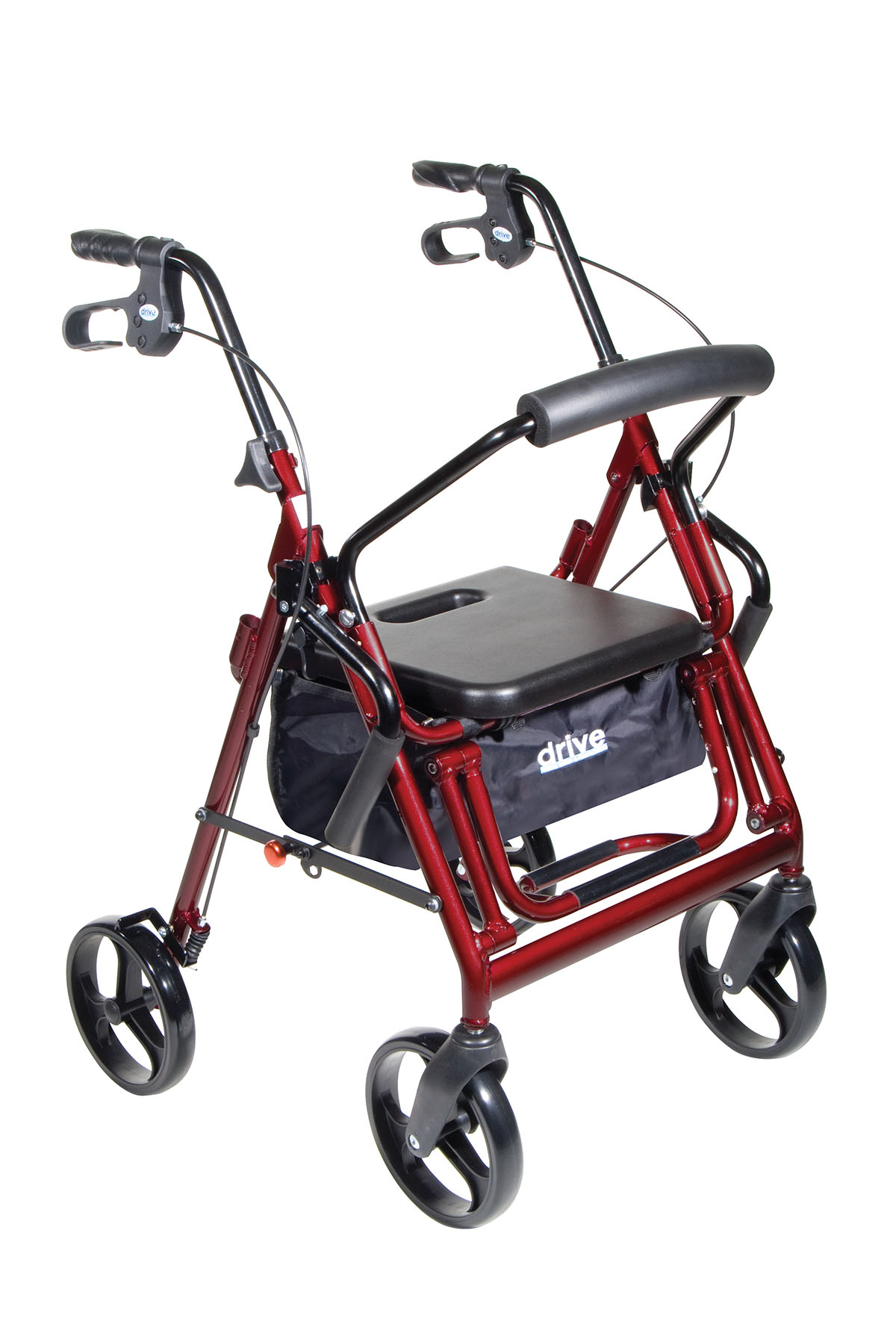 Drive Duet Dual Function Transport Wheelchair Rollator Rolling Walker Burgundy