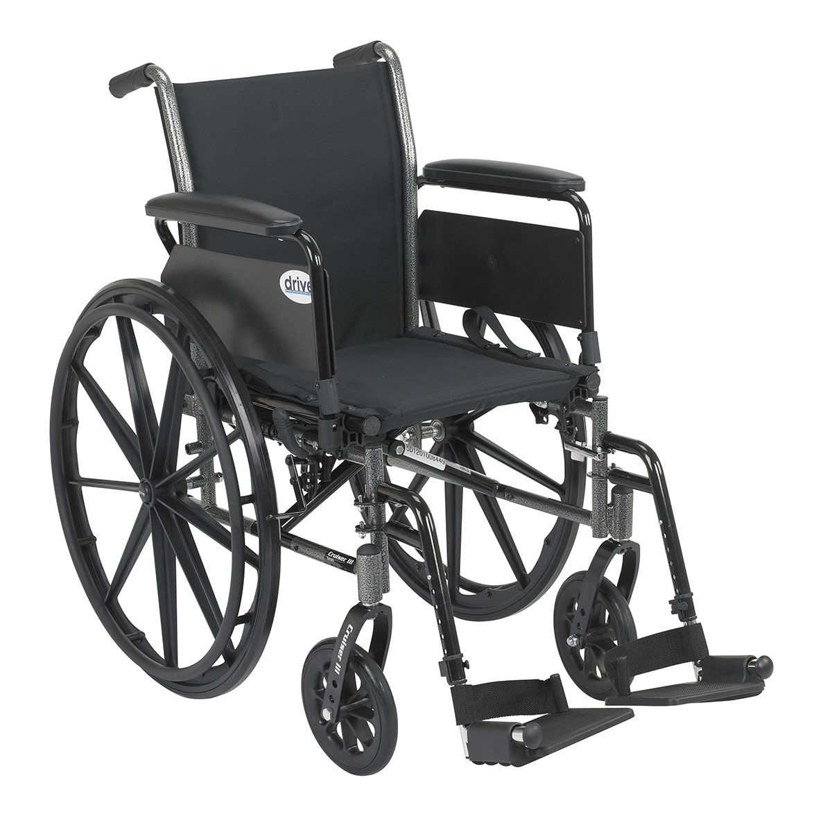 Drive Cruiser III Light Weight Wheelchair with Flip Back Removable Arms Full Arms Swing away Footrests 18 Seat