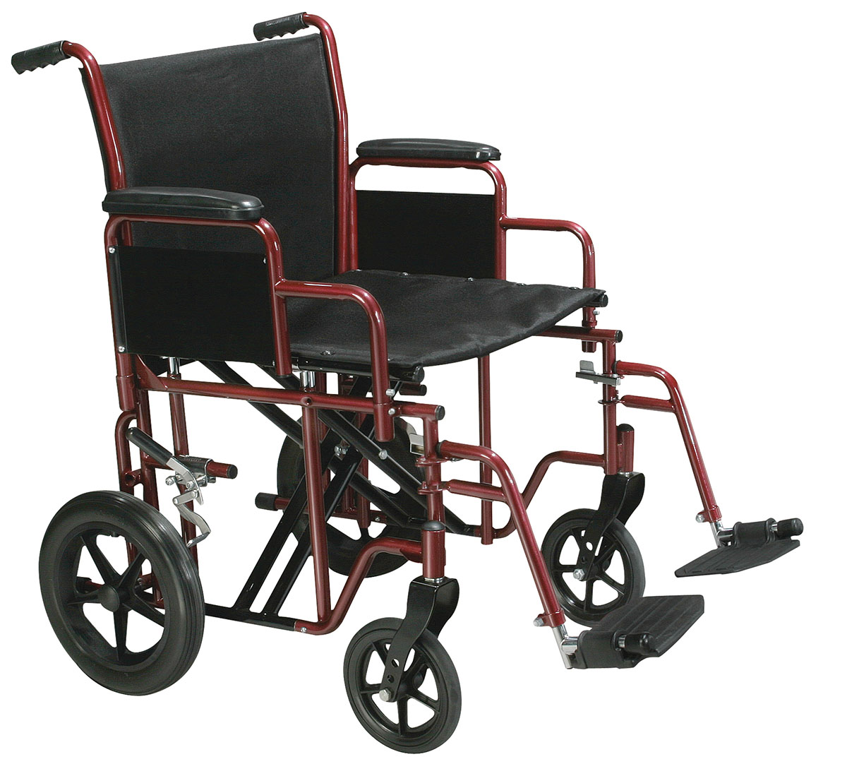 Drive Bariatric Heavy Duty Transport Wheelchair with Swing Away Footrest 22 Seat Red