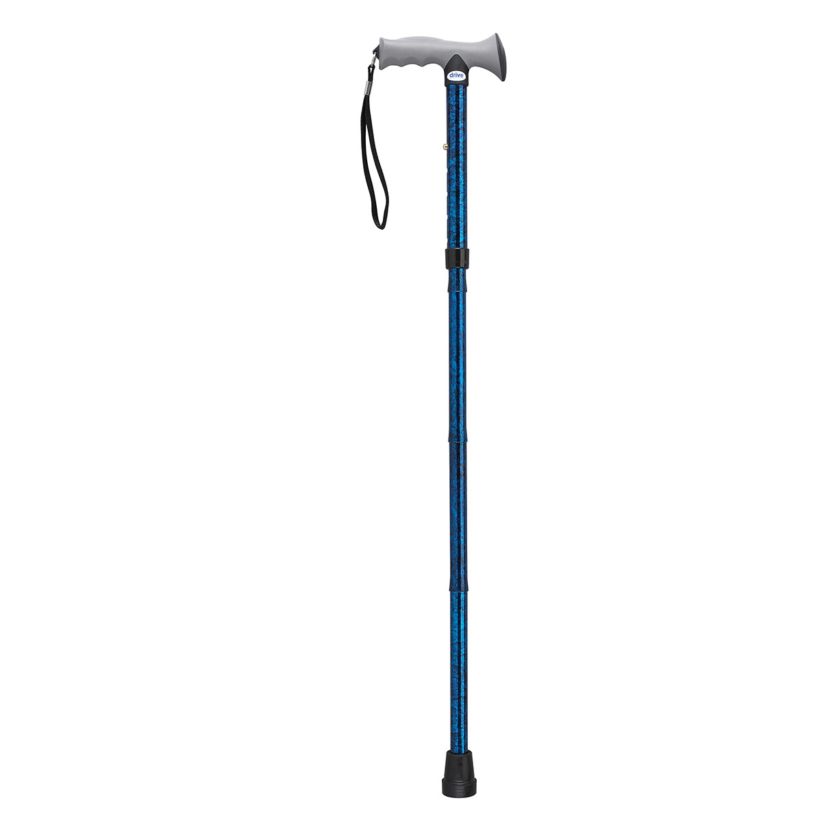 Drive Adjustable Lightweight Folding Cane with Gel Hand Grip Blue Crackle