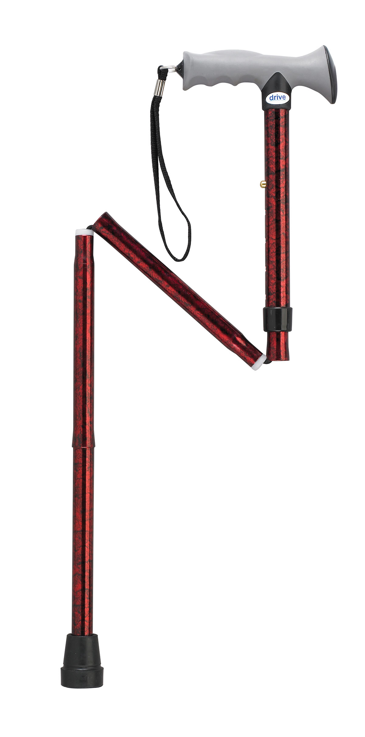 Drive Adjustable Lightweight Folding Cane with Gel Hand Grip Red Crackle