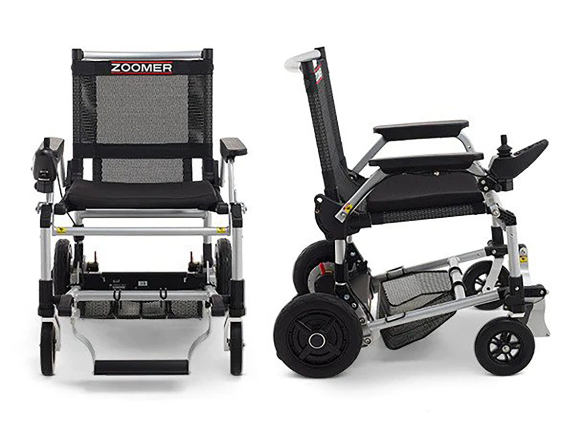 Zoomer Folding Power Chair One-Handed Control Black