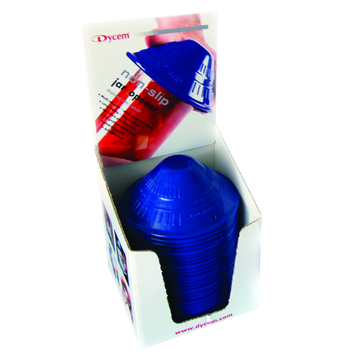 Dycem retail jar opener display 25/dispenser blue