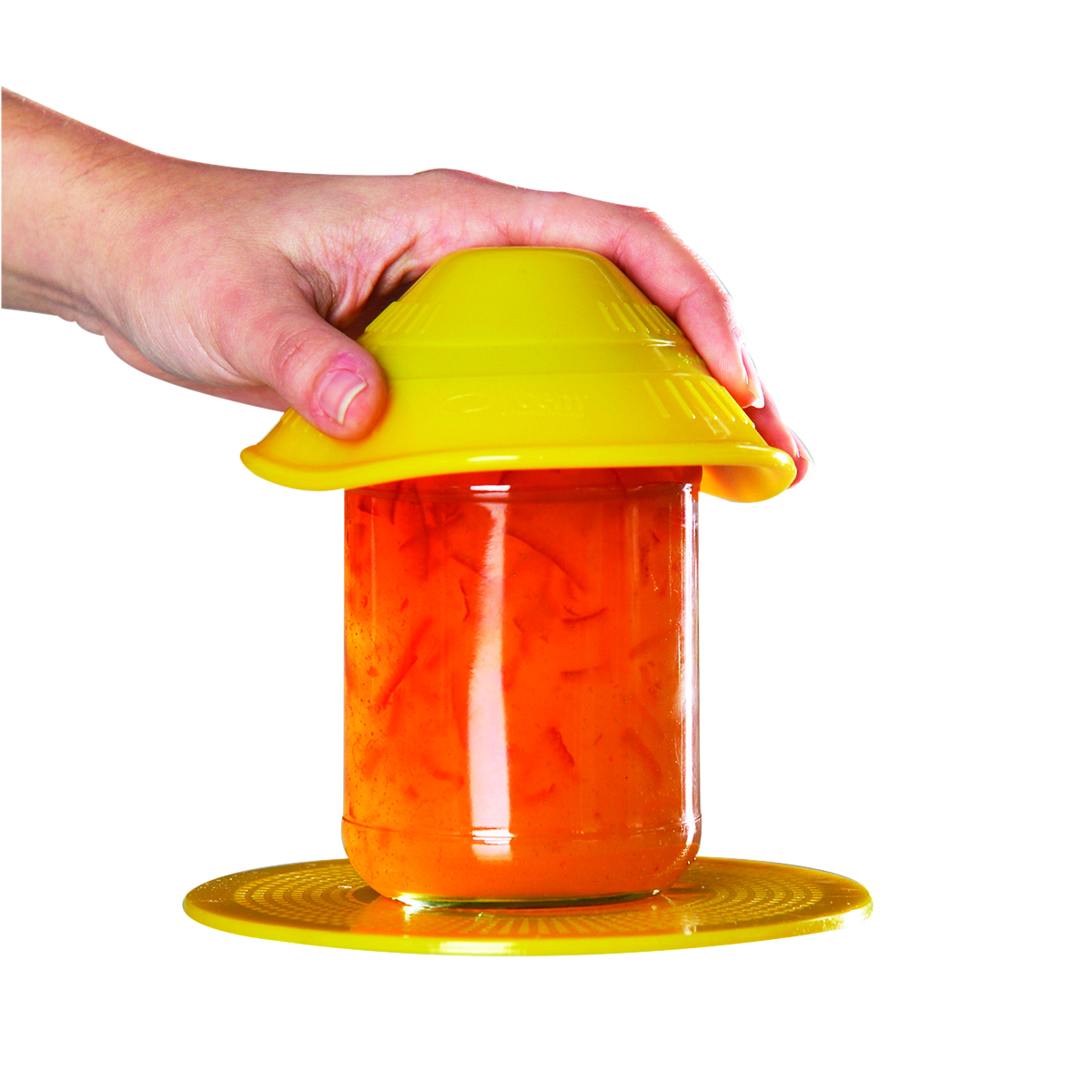Dycem jar opener and 5.5 round table mat set yellow