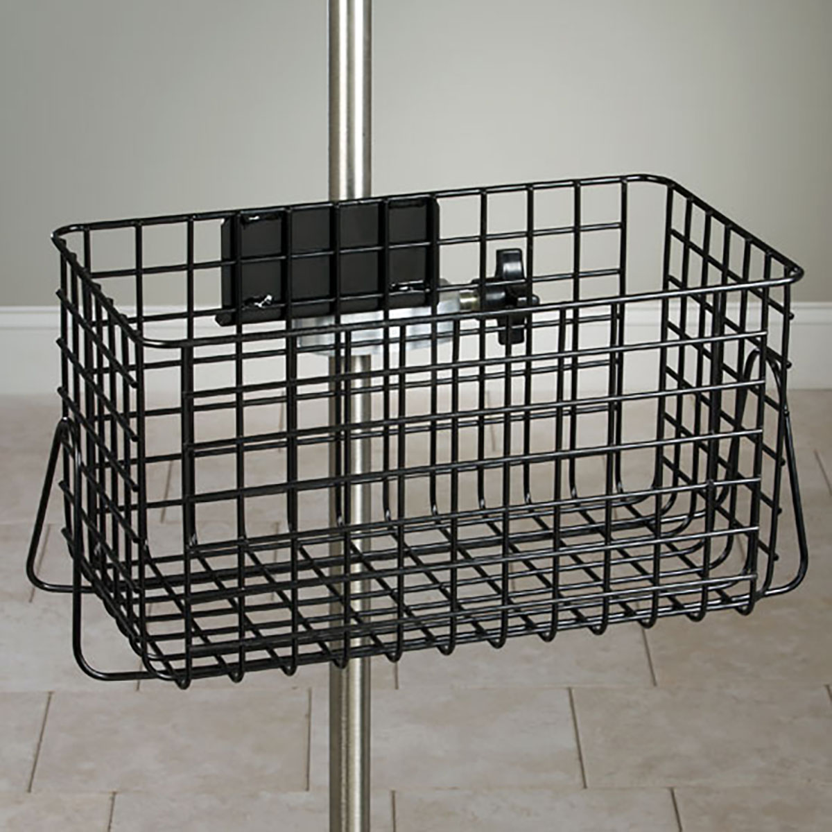 Clinton IV Pole Accessory Heavy Duty Wire Basket Black  14 x 8.5 x 8