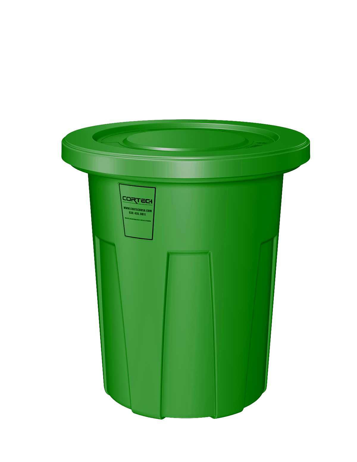 Food Grade Receptacle w/Lid Green 35 gal