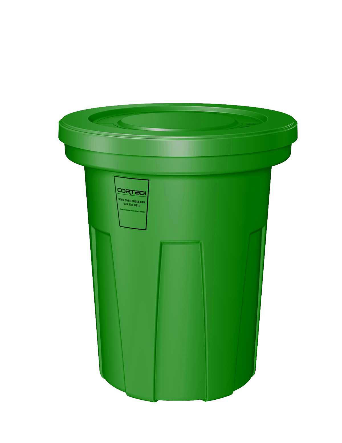 Food Grade Receptacle w/Lid Green 40 gal