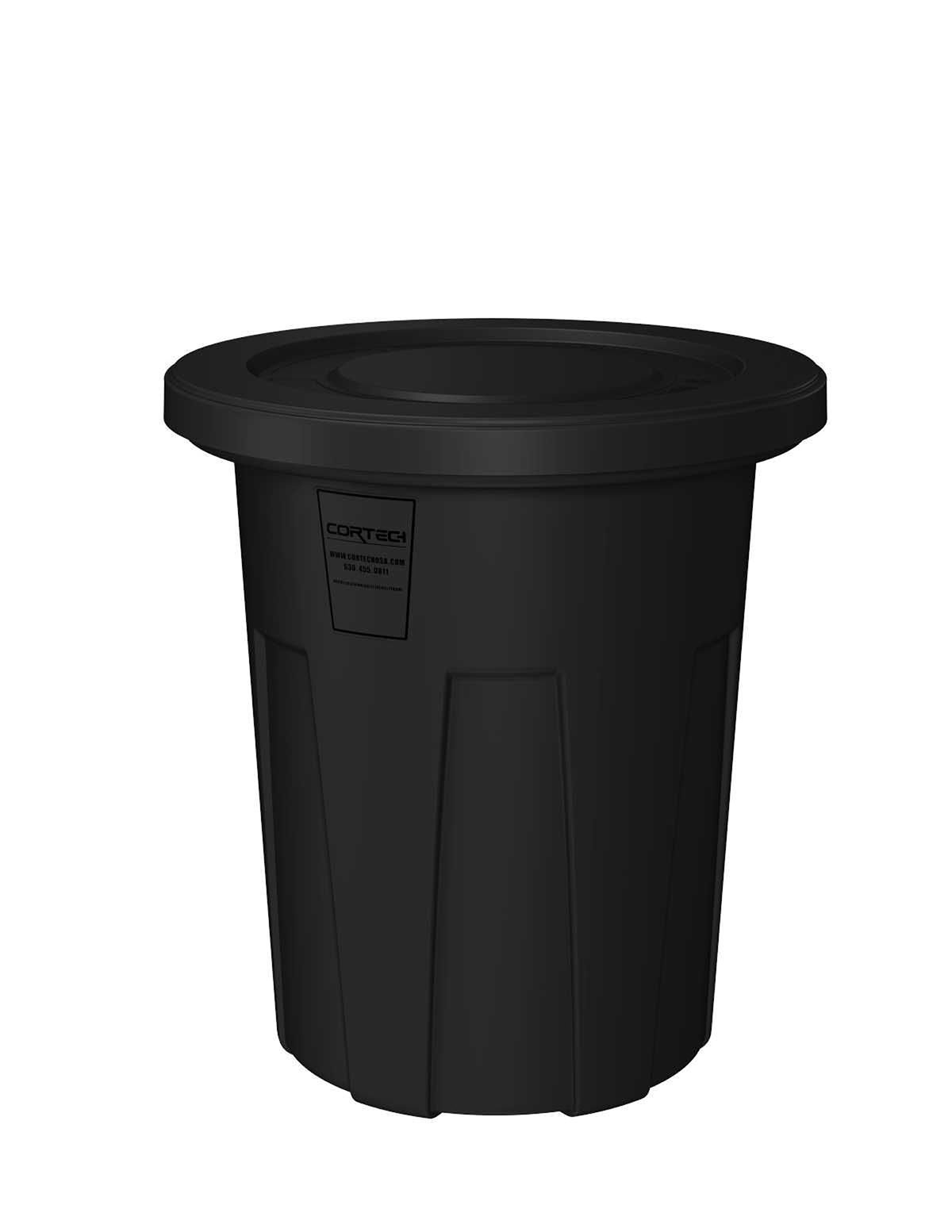 Food Grade Receptacle w/Lid Black 35 gal