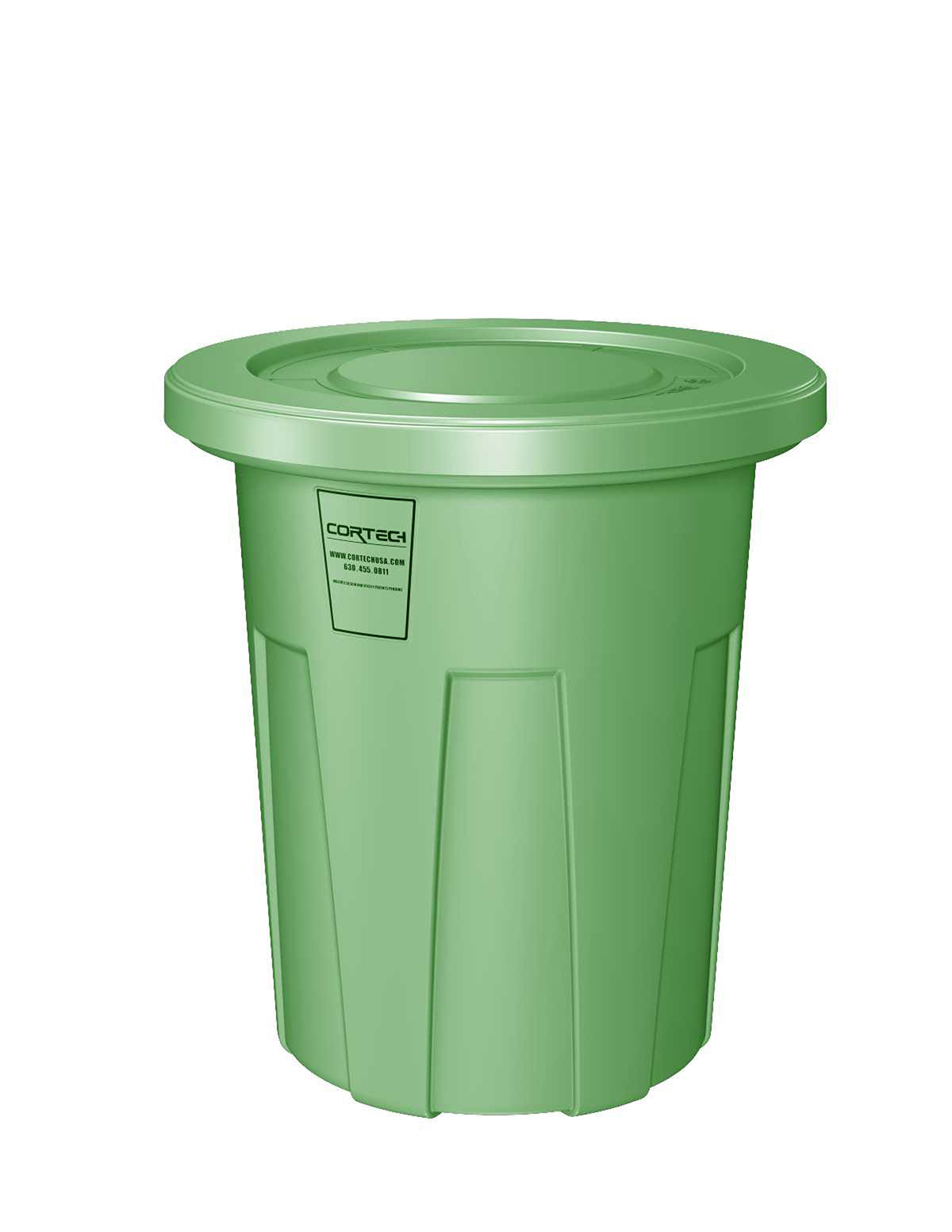 Flame Retardant Receptacle w/Lid Green 35 gal