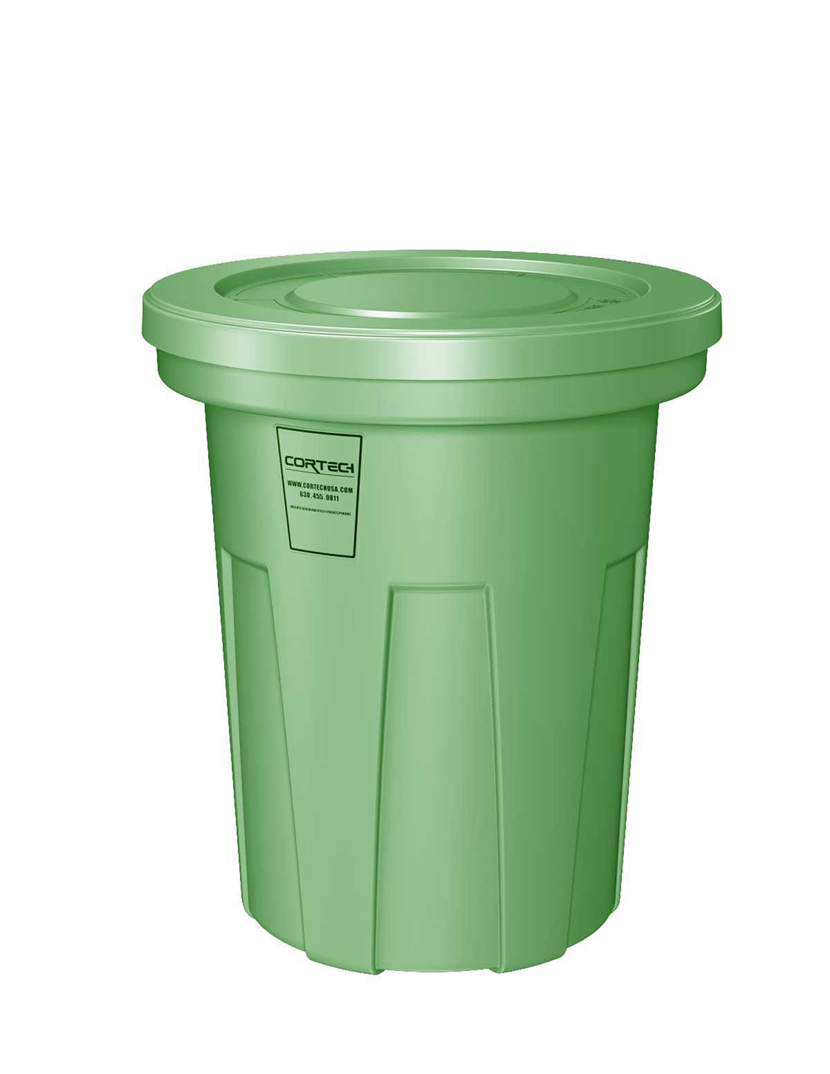 Flame Retardant Receptacle w/Lid Green 40 gal