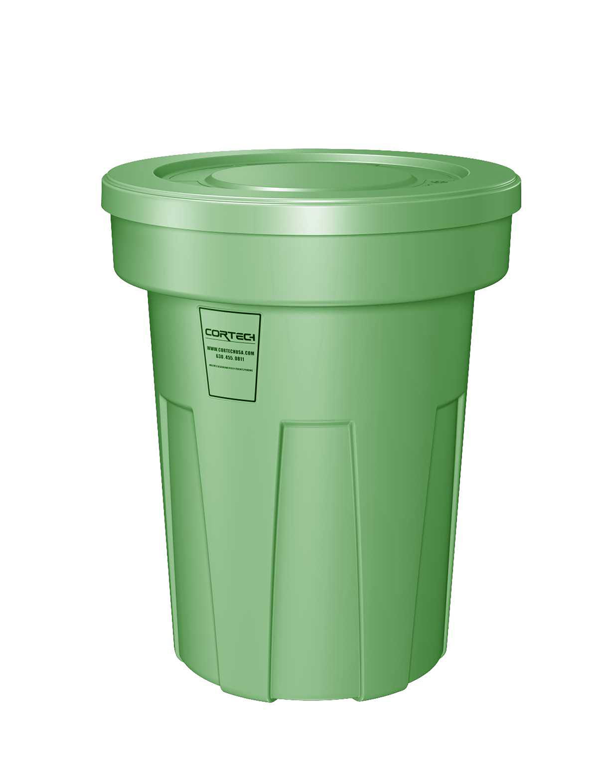 Flame Retardant Receptacle w/Lid Green 45 gal