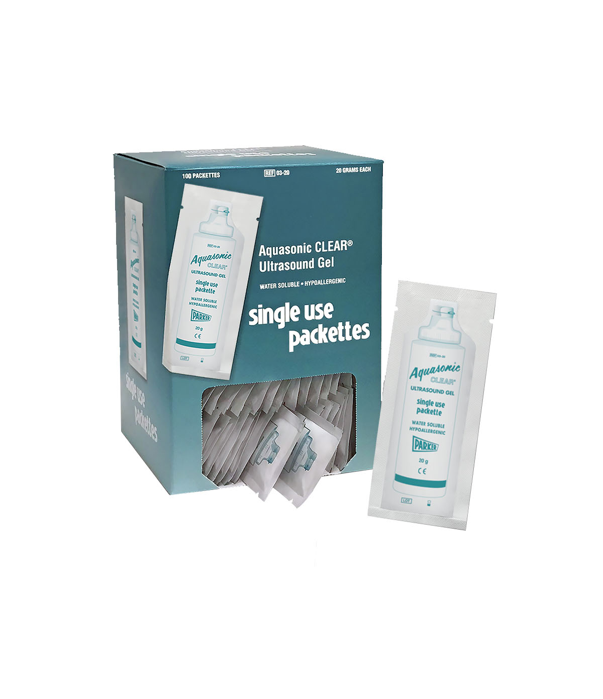 Aquasonic Clear Ultrasound Gel 20g packet Case of 400 (4 each: Box of 100)
