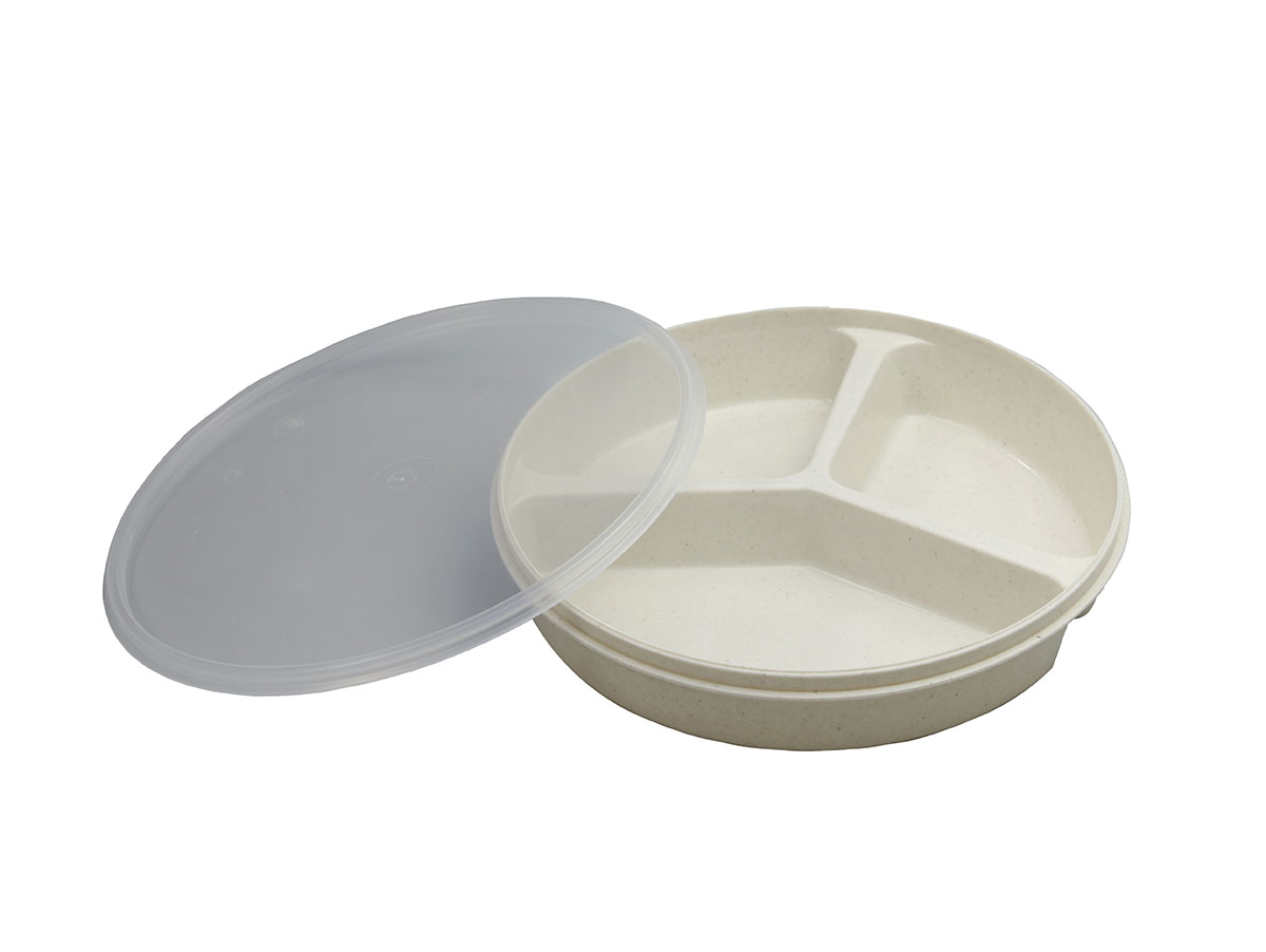 Partitioned scoop dish with cover sandstone 8