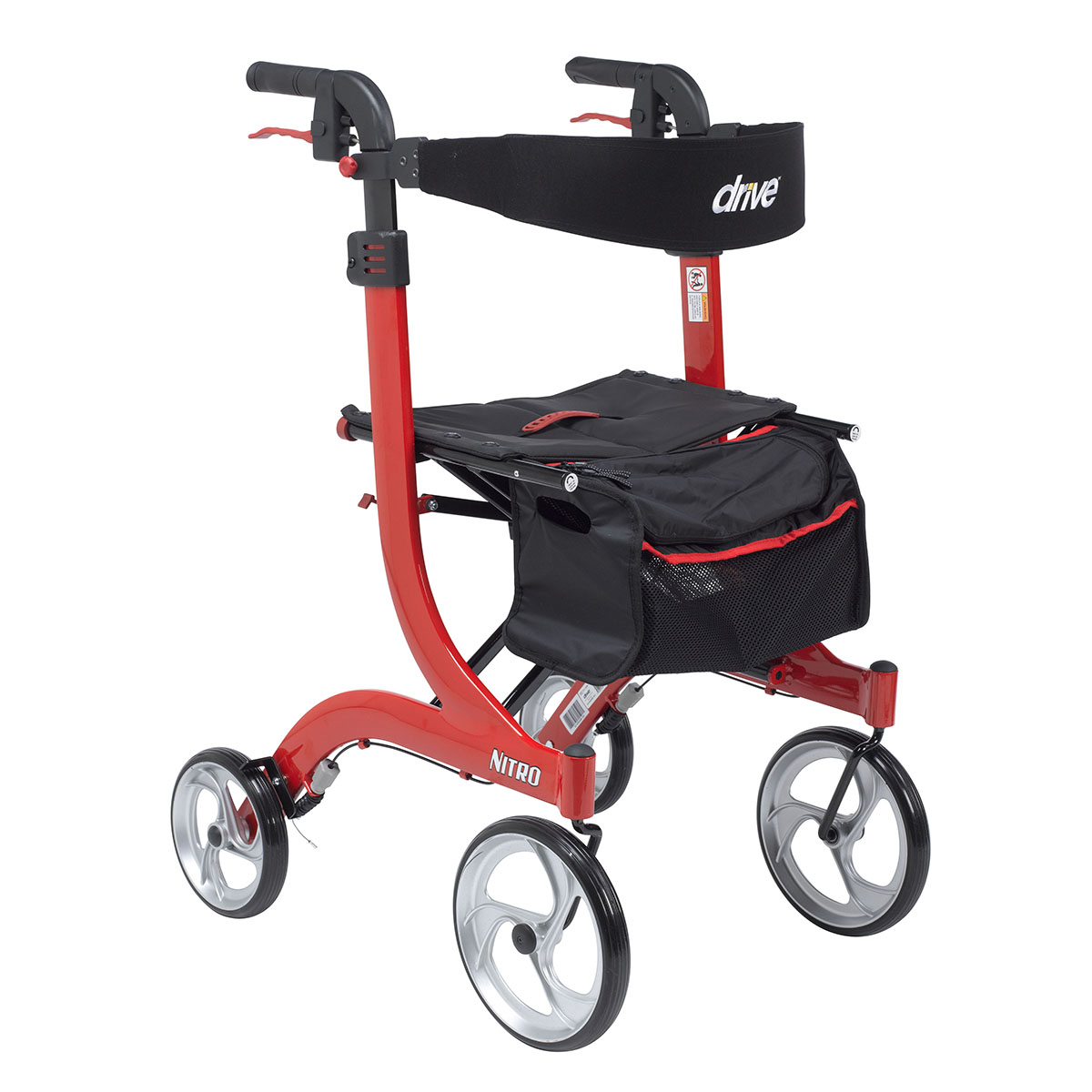 Drive Nitro Euro Style Rollator Rolling Walker Tall Red