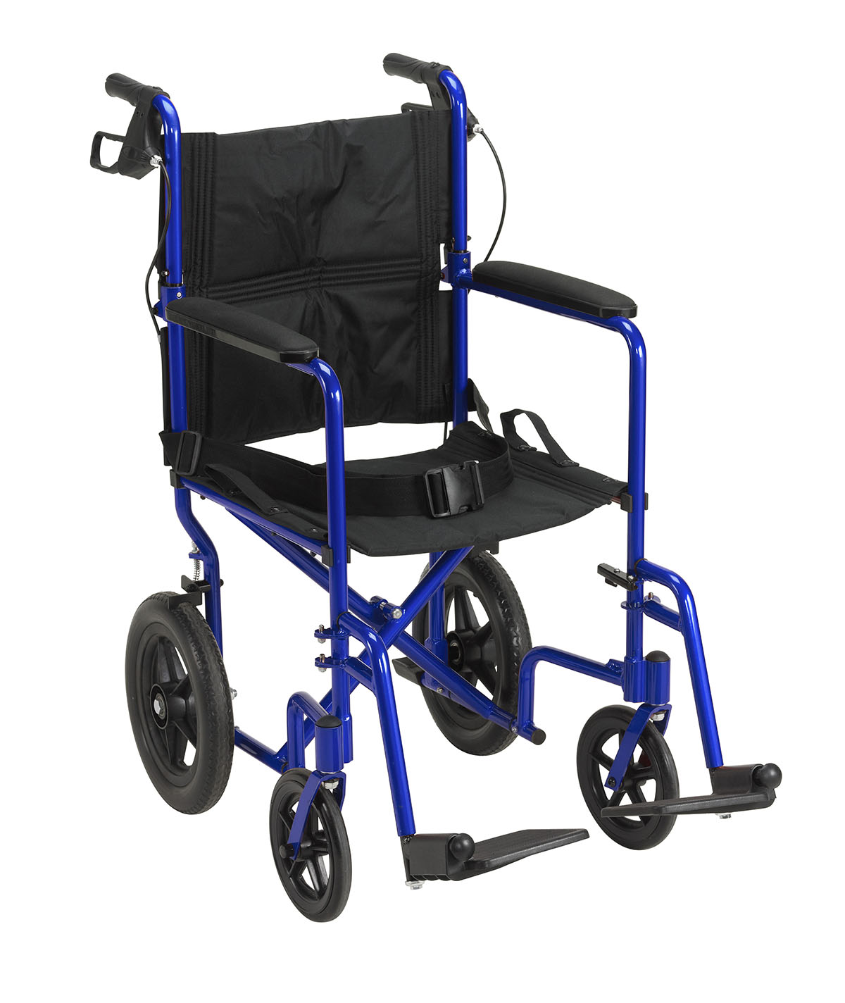 Drive Lightweight Expedition Transport Wheelchair with Hand Brakes Blue
