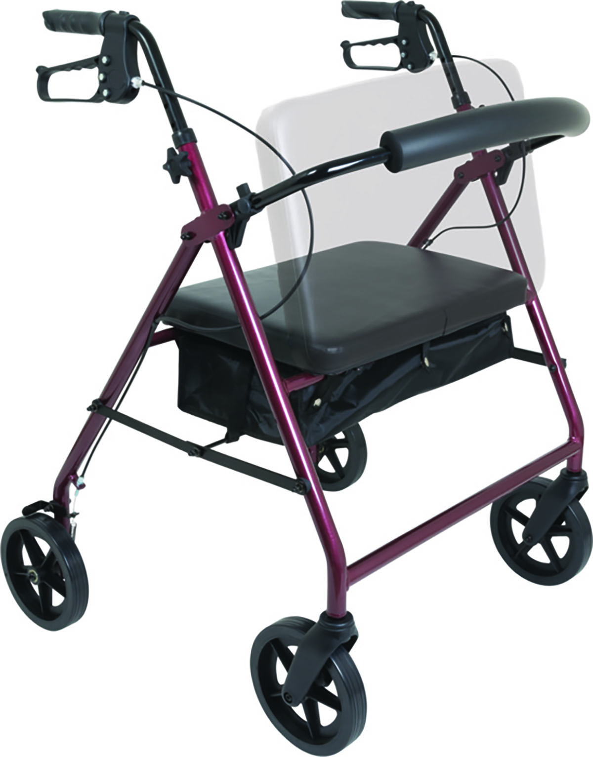 ProBasics Bariatric Aluminum Rollator 8 Wheels Burgundy