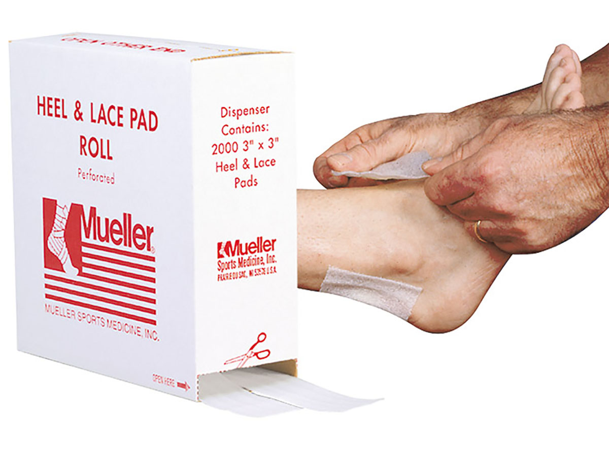 Mueller Heel & Lace Pad Dispenser 3 x 3x 1/6 Perf Pads 2000 ct per box