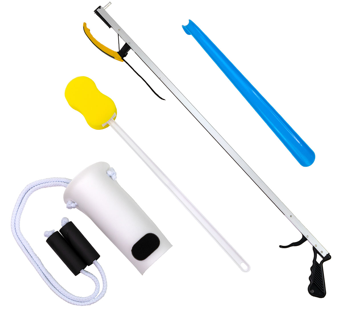 FabLife Hip Kit: 32 reacher contoured sponge formed sock aid 18 plastic shoehorn