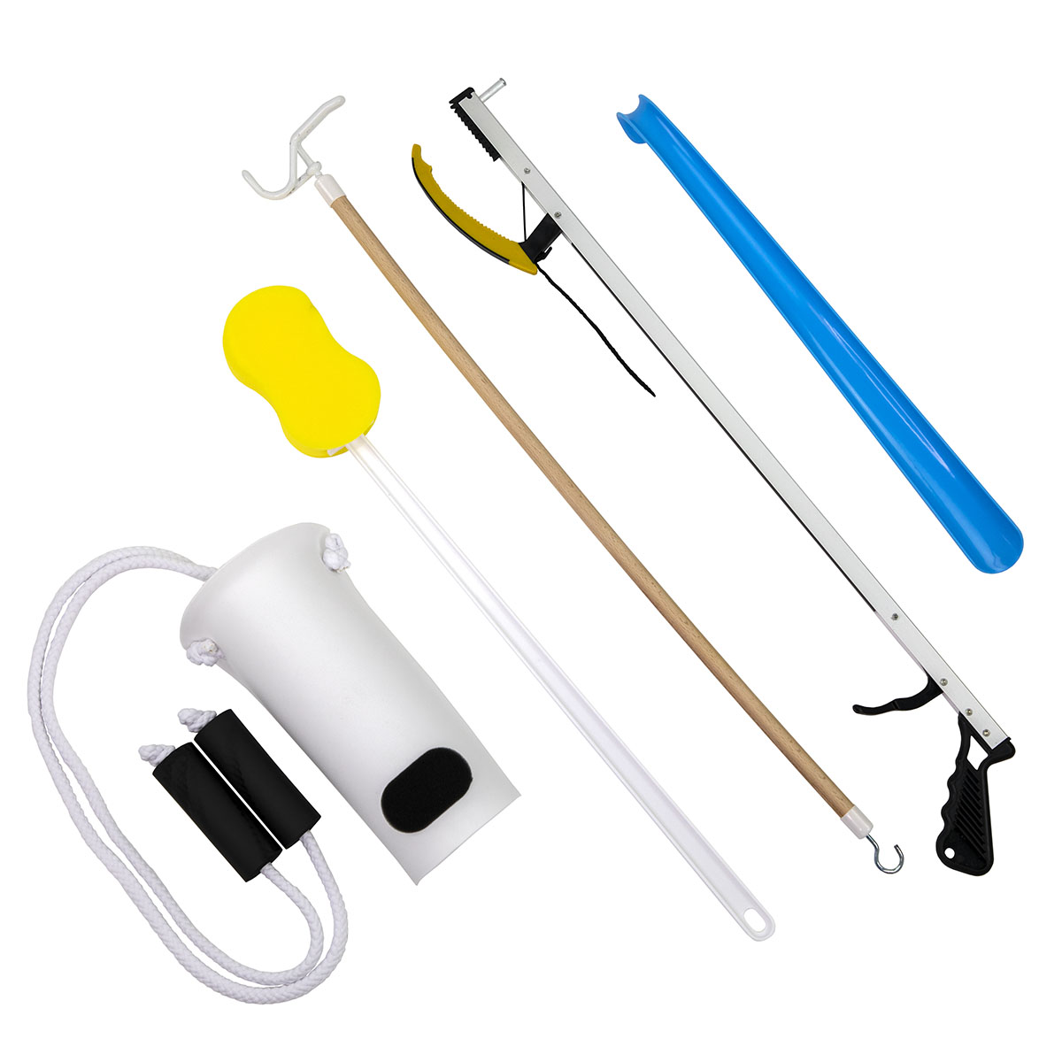 FabLife Hip Kit: 26 Reacher contoured sponge formed sock aid 18 plastic shoehorn 24 dressing stick